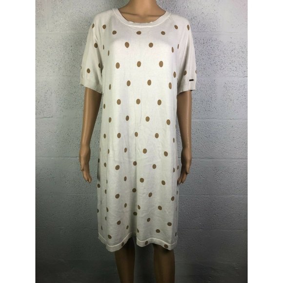 Tommy Hilfiger Off-White & Gold Polka Dots Dress Style IA57635203 Size XL - Picture 1 of 10